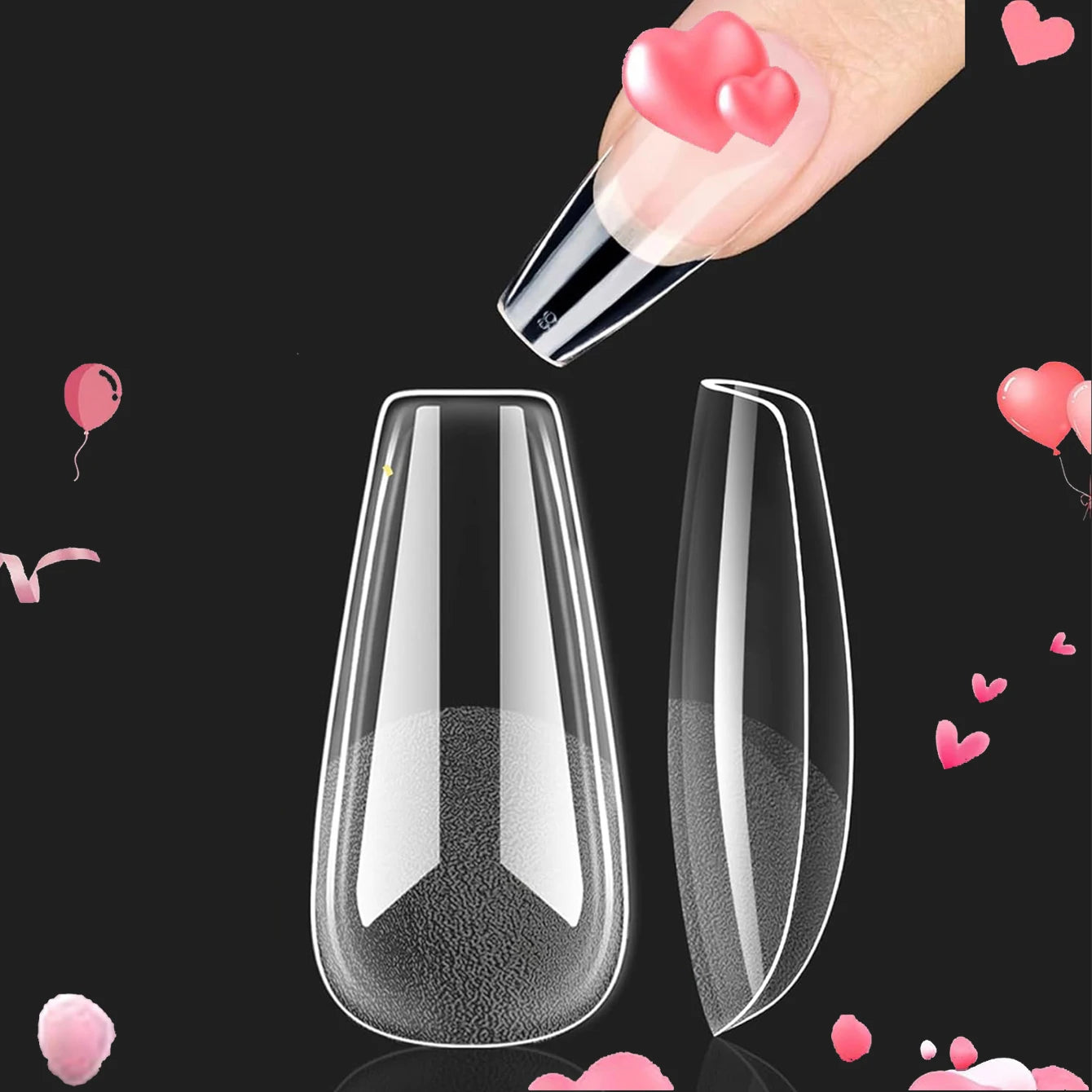 Semi-Frosted Coffin Nail Tips – Full Cover Soak-Off Capsule, 120 Pieces, 7 Colors