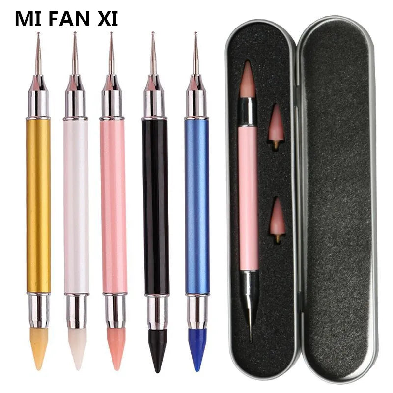 Dual-Ended Rhinestone Picker Pen – Wax Dotting Tool with 2 Replaceable Heads