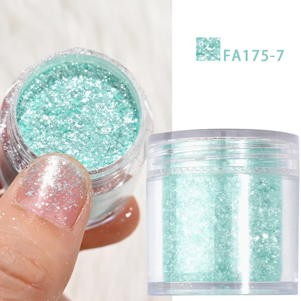 16 Colors Spring Pink Aurora Polarized Opal Nail Flakes Untra-Thin Iridescent Shimmer Powder DIY Manicure Rubbing Opal Powder