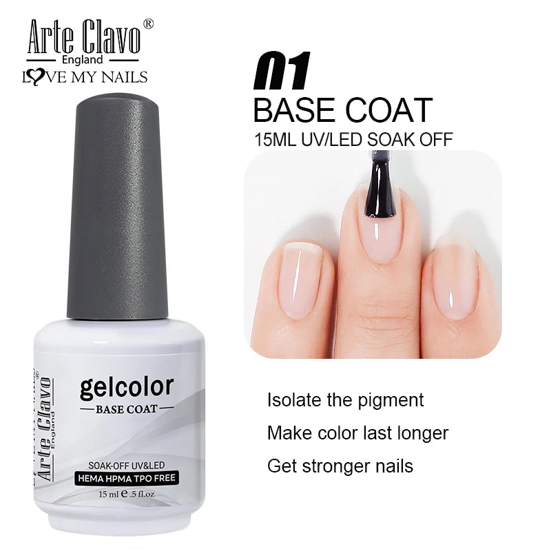 Arte Clavo Gel Nail Polish 400 Colors15ml Semi Permanent Gel Varnish Base Top Coat Nail Art Manicure Soak Off LED UV Salon Gel