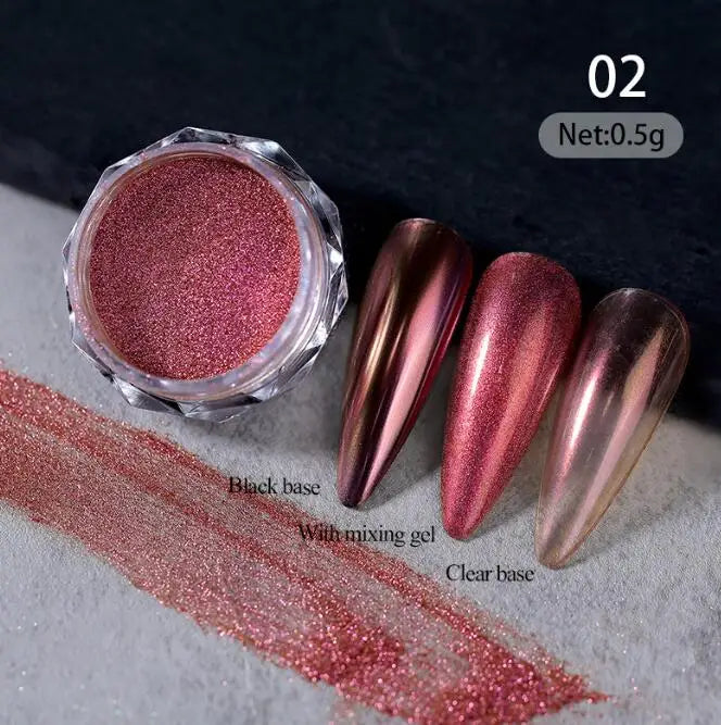 1Jar Moonlight Pearl Pink Gradient Nail Glitter Chrome Nail Powder Aurora Blusher Rubbing Dust Shell Mirror Pigment Nail Art Dec