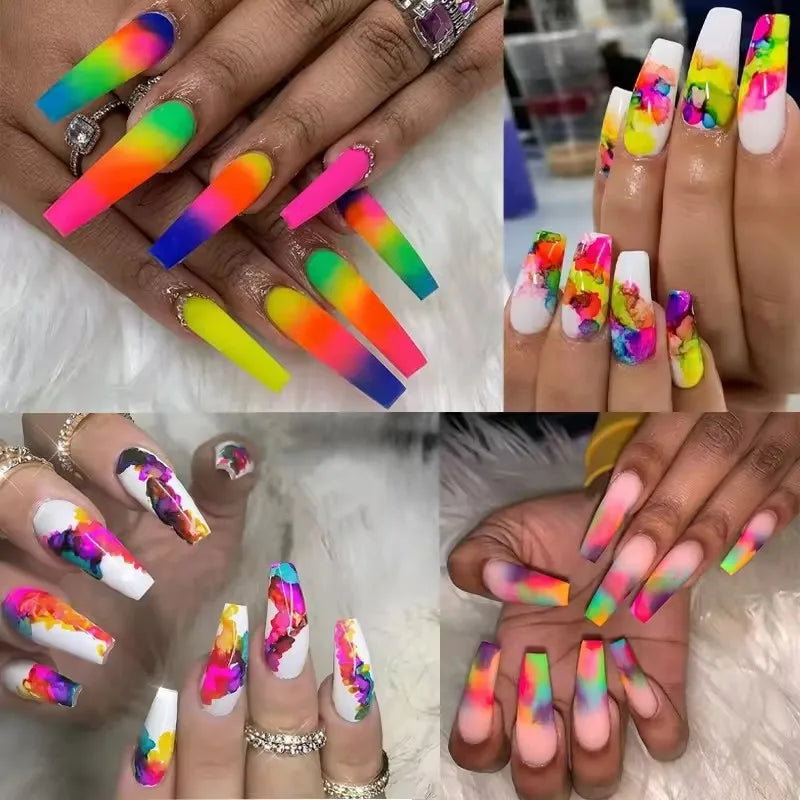 12 Color Neon Pigment Powder Fluorescent Nail Glitter Shinny Ombre Chrome Dust DIY Polish Manicure For Nails Art Decoration Kit