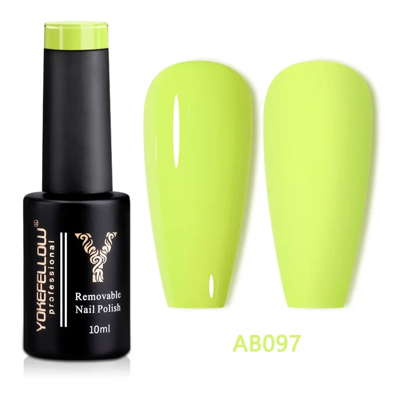 YOKEFELLOW 10ML Glow in the Dark Gel Nail Polish Luminous Neon Gel Polish Summer Semi Permanent Soak Off Nail Art UV Varnish
