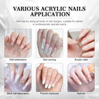 Saviland Large Capacity Acrylic Powder – Clear, White, Pink & Nude, 5.29oz