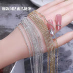 Sparkling Rhinestone Chain Nail Charms – Claw-Set Crystal Metal Chain