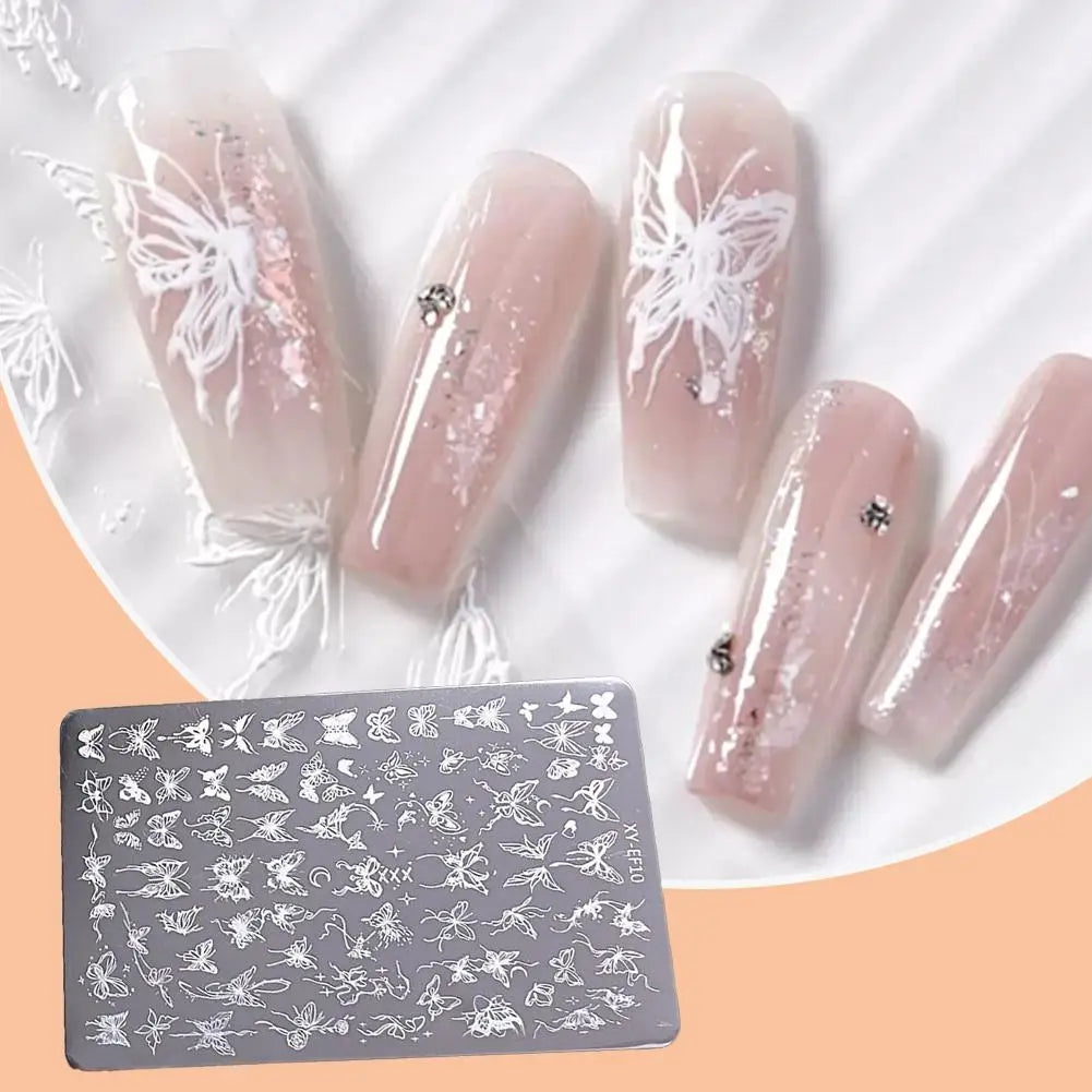 3D Lace & Bow Nail Transfer Stamping Template – Elegant Manicure Design
