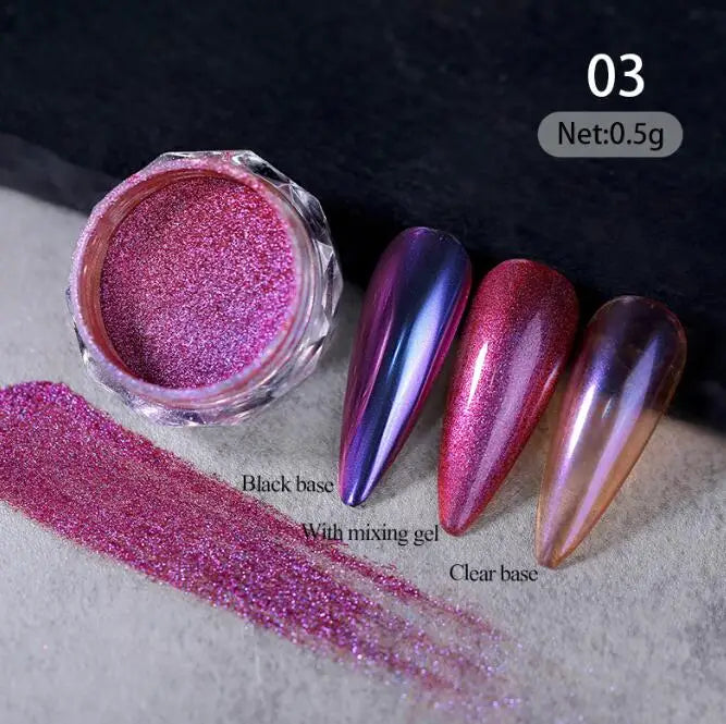 1Jar Moonlight Pearl Pink Gradient Nail Glitter Chrome Nail Powder Aurora Blusher Rubbing Dust Shell Mirror Pigment Nail Art Dec