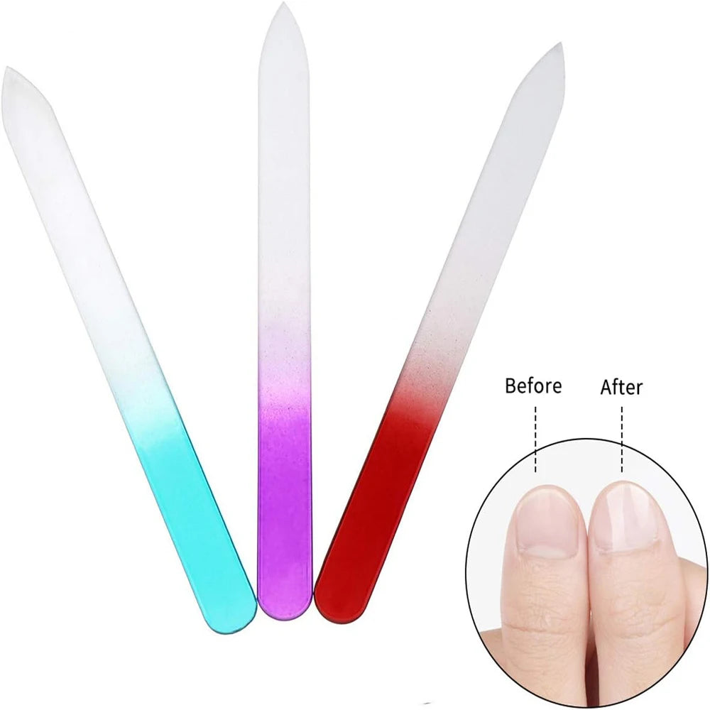 5Pcs Professional Gradient Glass Nail Files Strip Double-Sided Sanding Buffer Grinding Polishing Nailfile DIY Manicure Tools