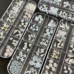 MAFANAILS 3D Ocean Style Nail Charms – Blue Shell, Starfish & Conch, 12 Grids