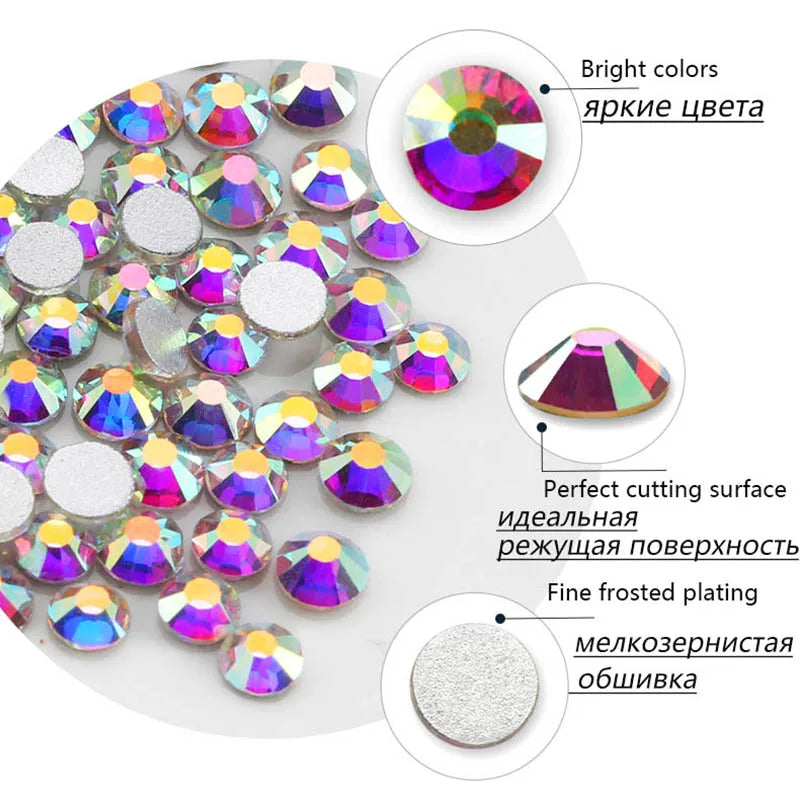 Multi-Size Glass Nail Rhinestones – Pre-Sorted Crystal Charm Set, SS4–SS12