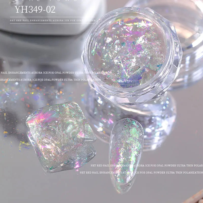 4pcs/set Unicorn Irregular Opal Nail Foil Flakes Aurora Iridescent Nail Art Glitter Sequins Fairy Mermaid Nail Powder Decoration