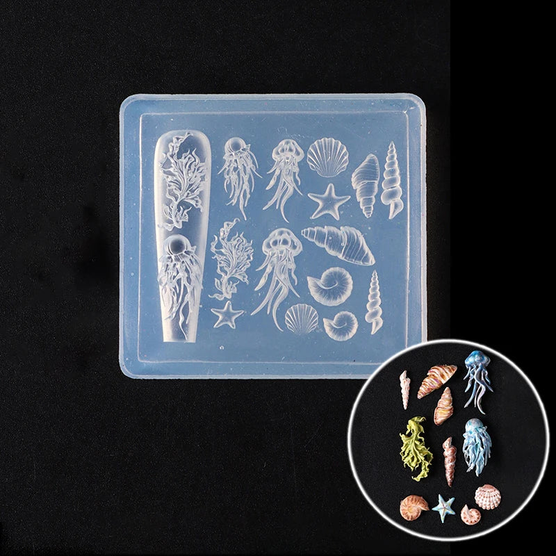 3D Mini Silicone Nail Mold – Butterfly, Flower & Shell Stamping Plate