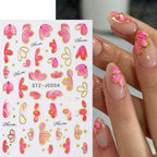 3D Pink Gold Flower Nail Stickers – Metallic Sakura & Floral Petal Decals