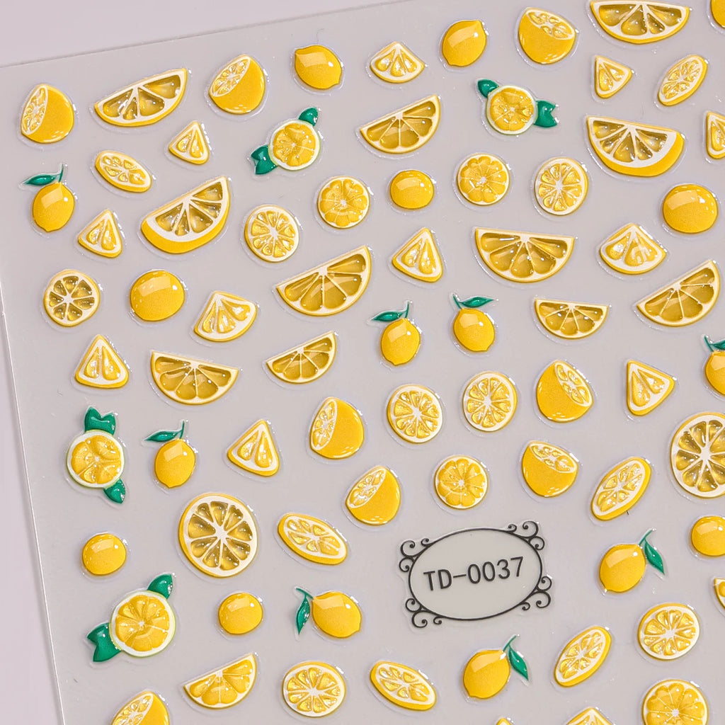 5D Summer Lemon Jelly Nail Sticker – Embossed Fruit Decal