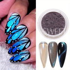 Cat Eye Magnetic Nail Glitter Powder Set – Aurora Crystal Chrome Pigment, 6 Colors