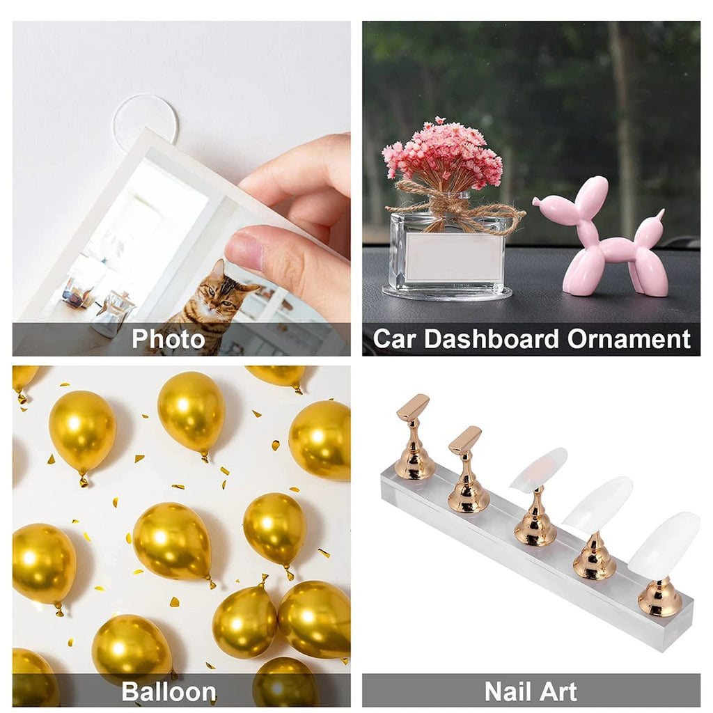 Double-Sided Nail Adhesive Dots – Transparent PET Glue Tabs for Display & Practice Stands