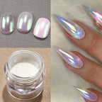 Iridescent Aurora Chrome Nail Powder – Mirror Pearlescent Unicorn Mermaid Pigment