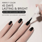 PERFECT COLOR Gel Nail Polish Top & Base Coat Set – Silky Base, Glossy No-Wipe Top