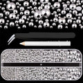 HotPress Silver Half Round Caviar Bead Nail Rhinestones – Flatback Pearl & Alloy Ball Set, 12 Grids