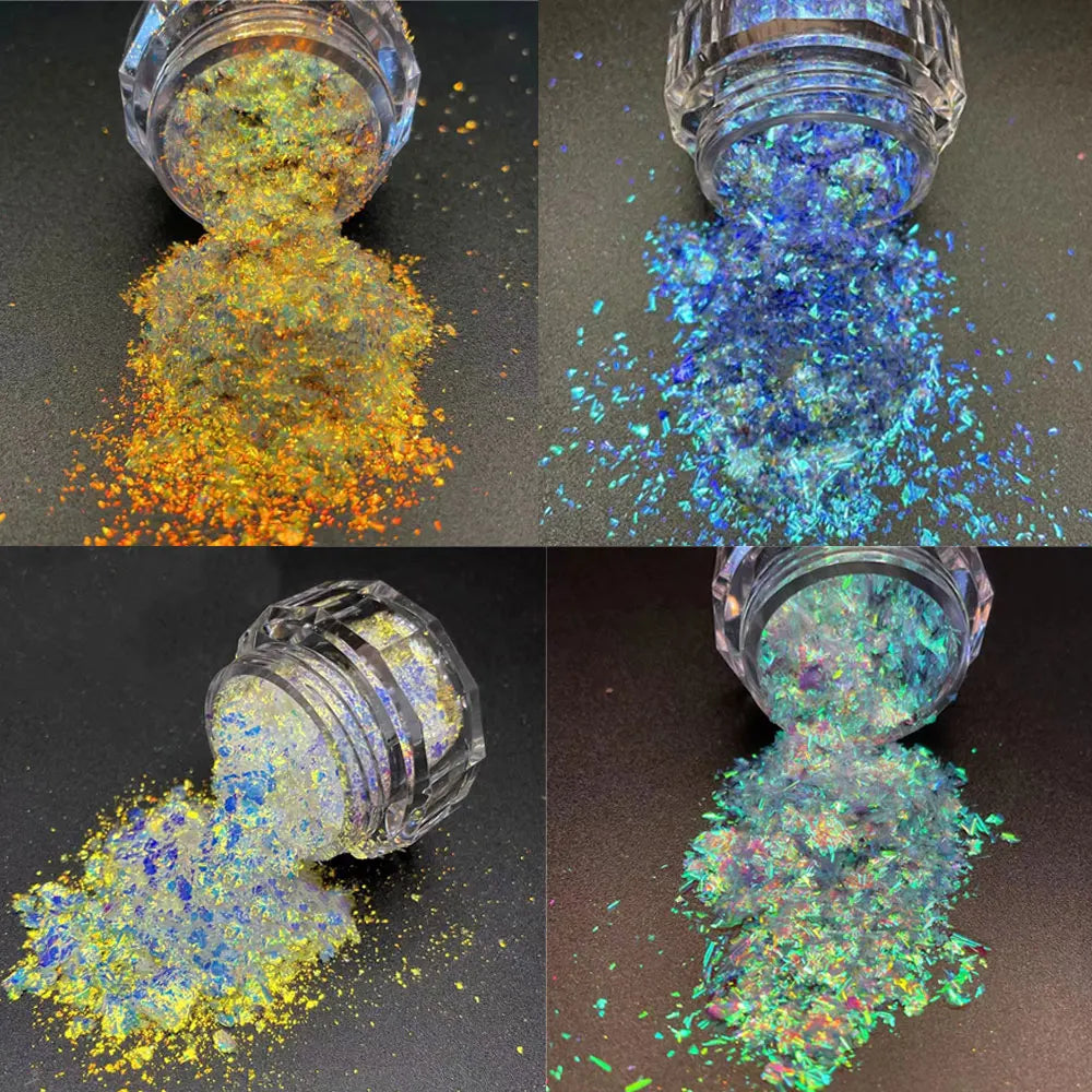 4pcs/set Unicorn Irregular Opal Nail Foil Flakes Aurora Iridescent Nail Art Glitter Sequins Fairy Mermaid Nail Powder Decoration