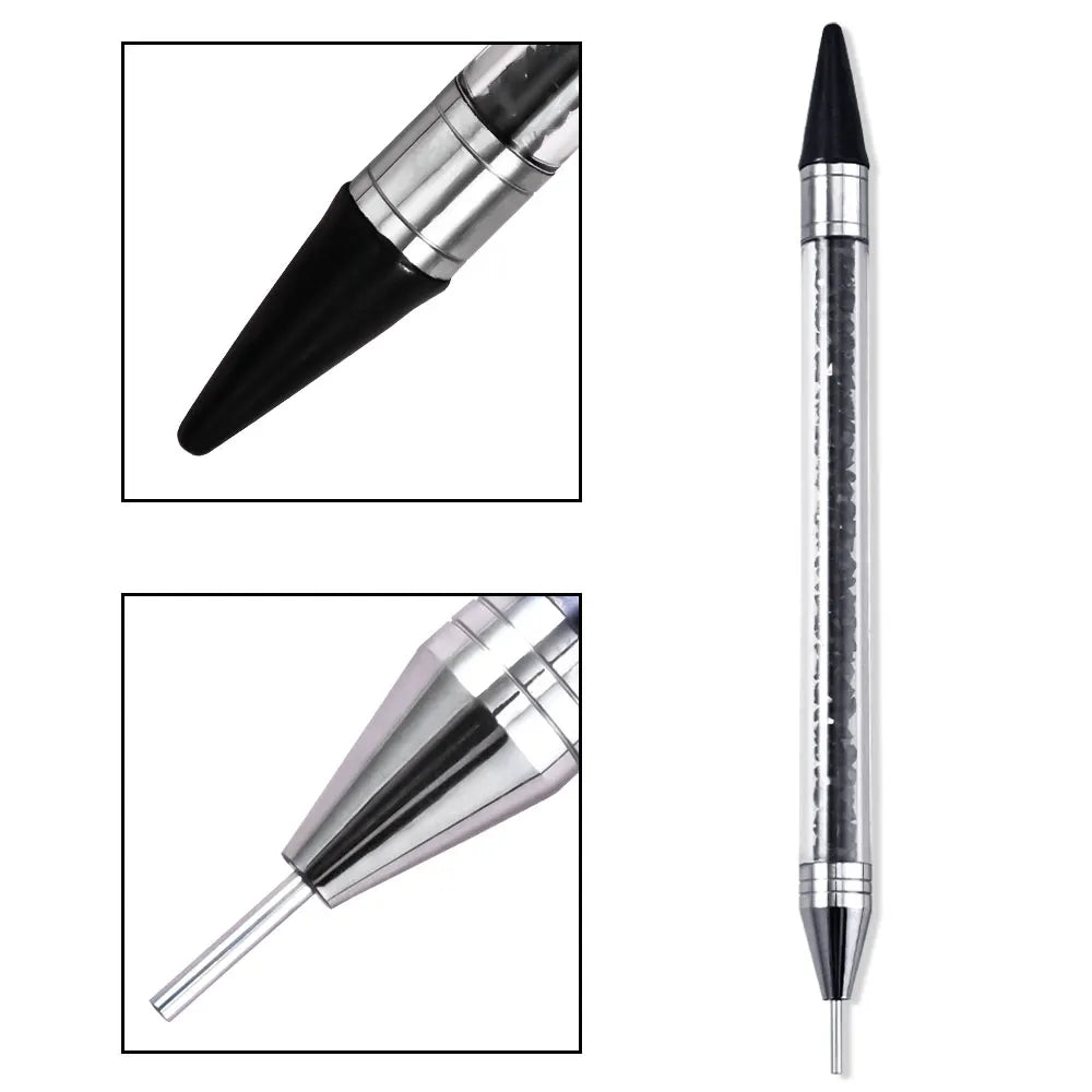 Acrylic Handle Nail Rhinestone Picker – Dual-End Wax Dotting Pen