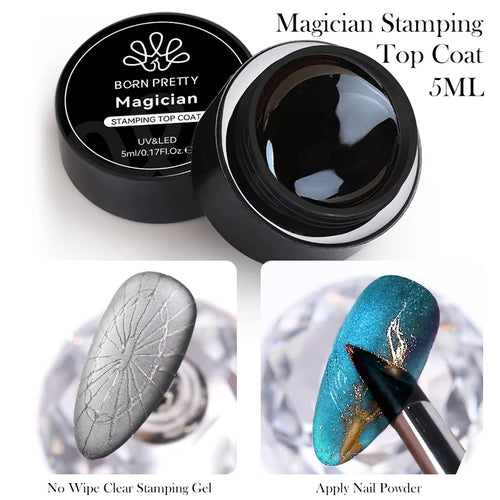 BORN PRETTY Magician Stamping Top Coat – No-Wipe Clear Nail Powder Gel