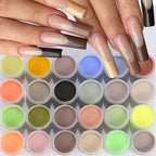 24-Piece Acrylic Powder Set – Multi-Color Crystal Pigment Nail Extension Powder