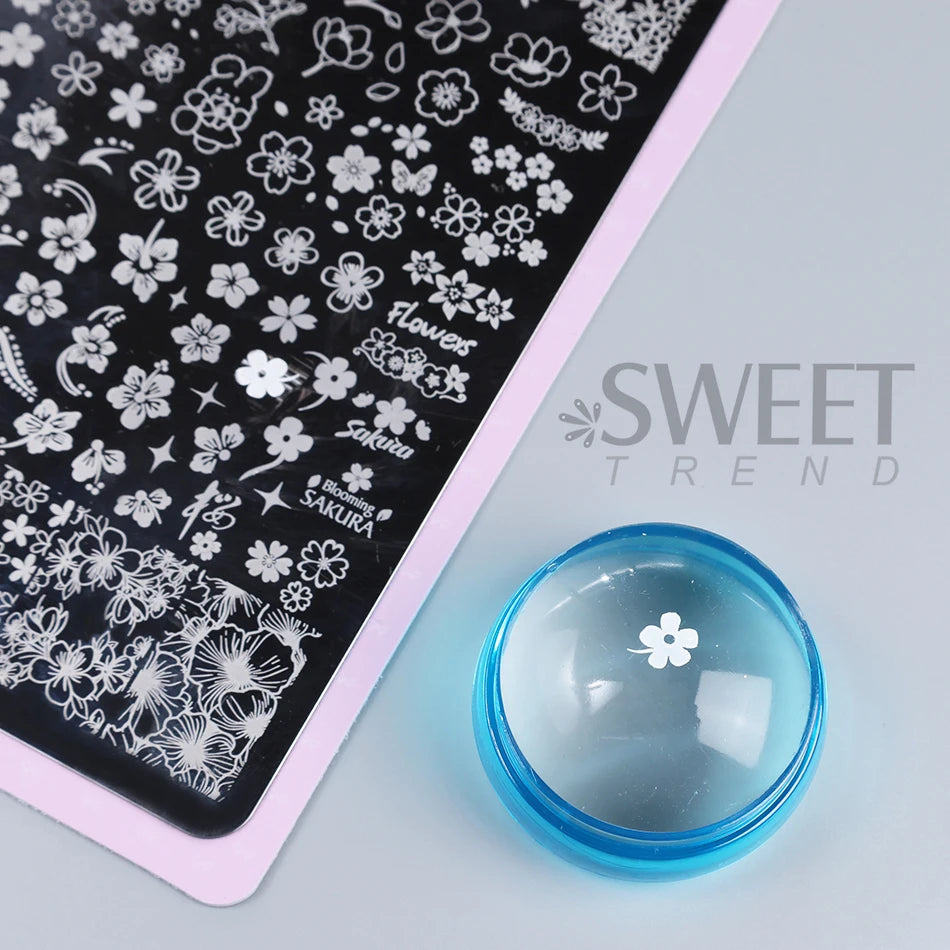 Silicone Nail Art Stamping Kit – French Design Stamper & Scraper
