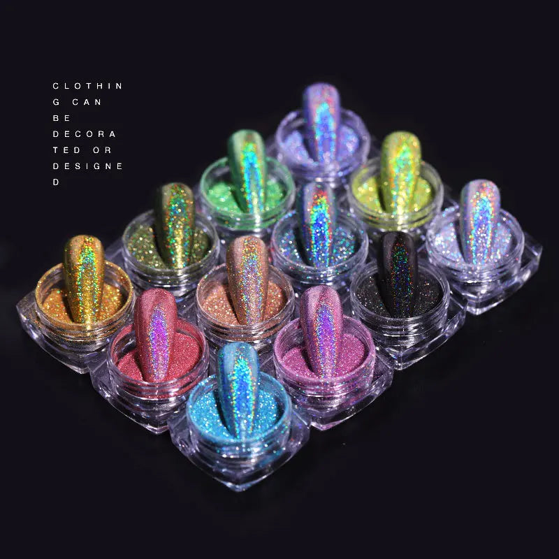 12 Bottles Set Shiny Nail Sugar Pigment Powder Cosmetic Festival Powder Sequins Glitter for Nail Arts Face Hair Body Decoration
