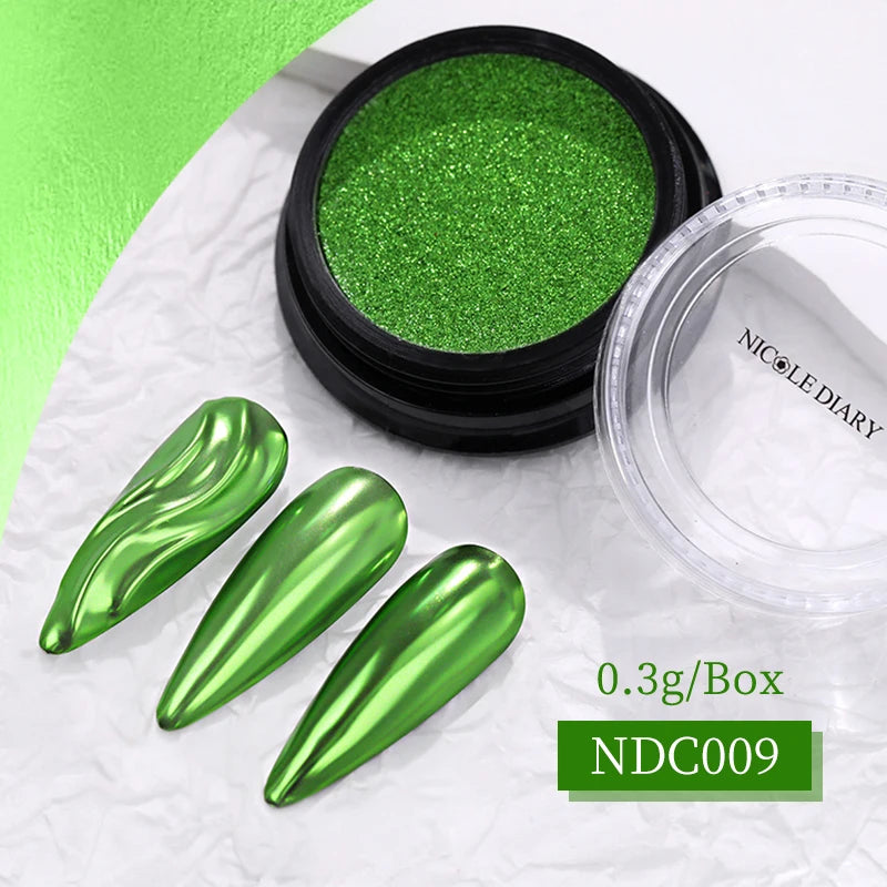 NICOLE DIARY Aurora Nail Powder White Pigment Pearl Rubbing Dust Effect Nail Art Glitter Manicure Nail Accessories