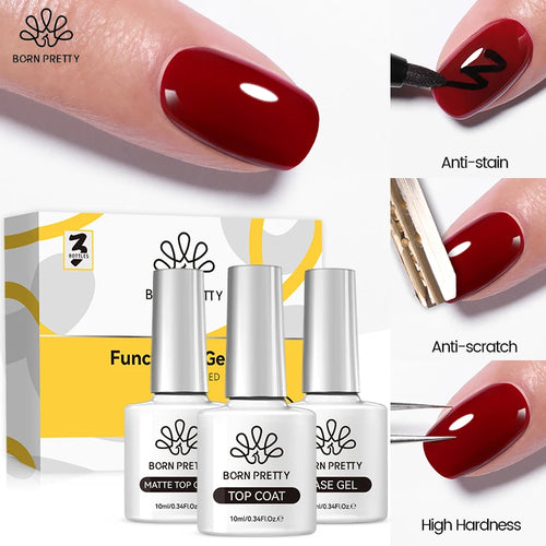 BORN PRETTY Base Gel & Super Top Coat Kit – Ultra Glossy, Tempered, Long Wear