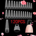 Semi-Frosted Coffin Nail Tips – Full Cover Soak-Off Capsule, 120 Pieces, 7 Colors