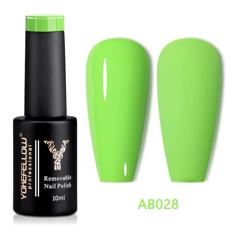 YOKEFELLOW 10ML Glow in the Dark Gel Nail Polish Luminous Neon Gel Polish Summer Semi Permanent Soak Off Nail Art UV Varnish