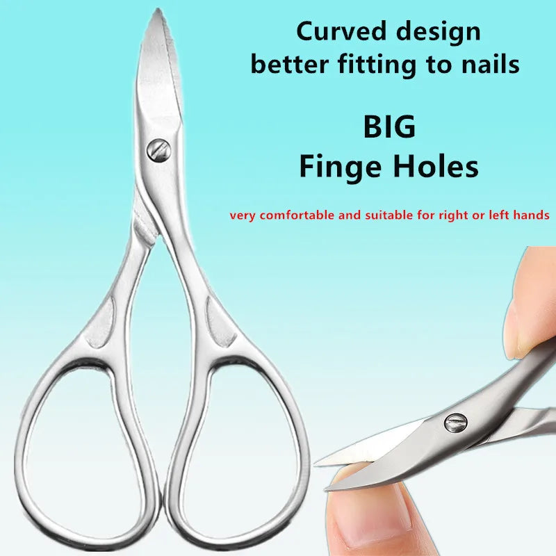 Multi-Purpose Curved Blade Manicure Scissors – Nail, Eyebrow & Eyelash Trimmer