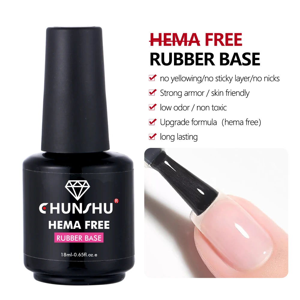 CHUNSHU HEMA-Free Rubber Base Gel – No-Wipe Top Coat, Ultra Shiny 18ml