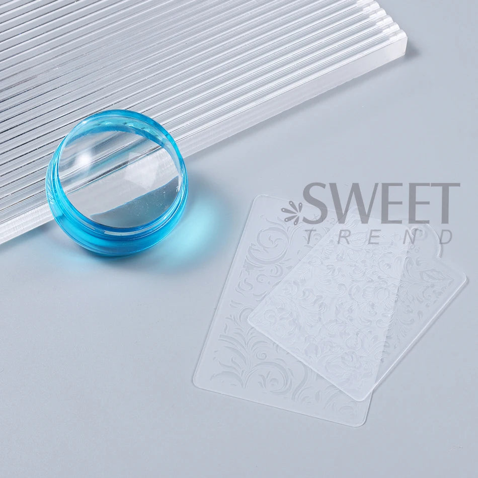 Silicone Nail Art Stamping Kit – French Design Stamper & Scraper