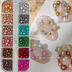 3D Christmas Nail Caviar Beads – Gold, Silver, Red & Green Resin Pearls