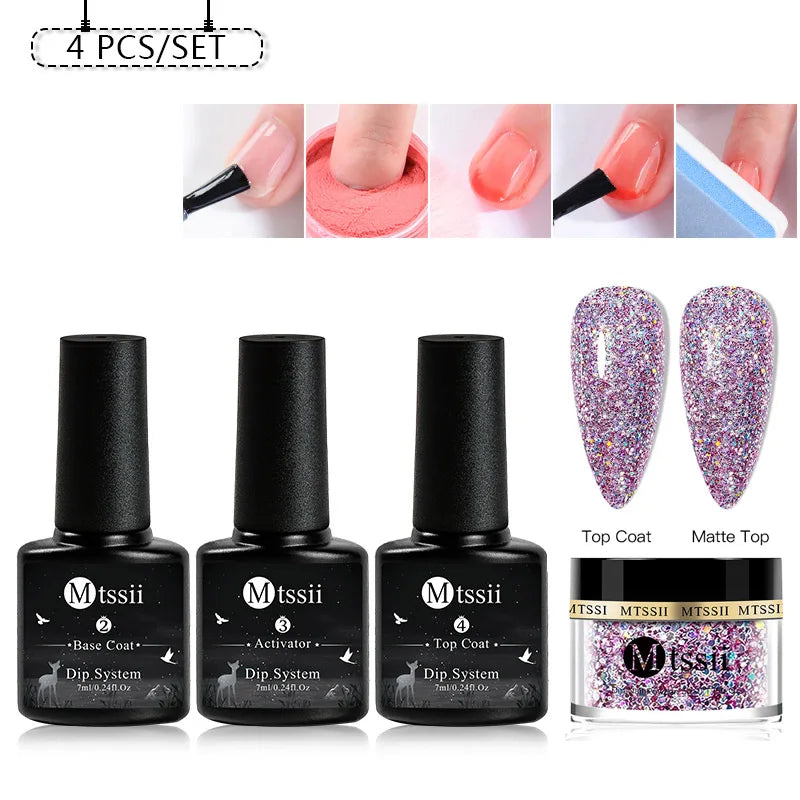 Mtssii 1/5pcs Dipping Nail Powder System Base Top Activator for Dip Nail Glittering Power Dust Without UV Lamp Needed