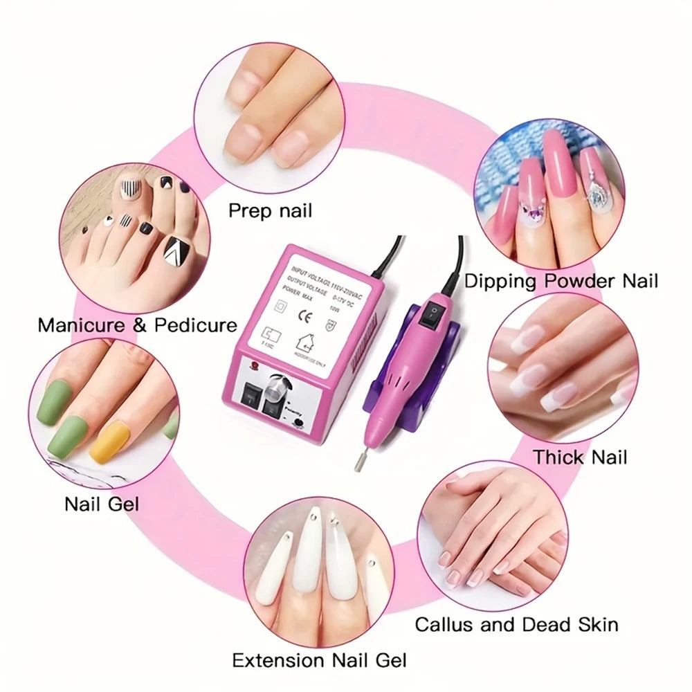 LINMANDA 15000RPM Electric Nail Drill Machine Manicure With Nail Drill Bits Set Nail Files Drill Bits Gel Polish Remover Tools