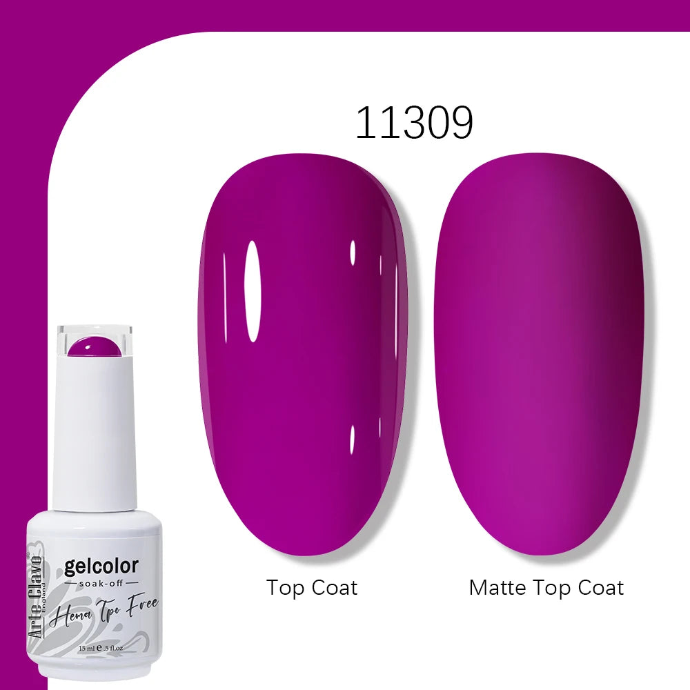 Arte Clavo Gel Nail Polish 400 Colors15ml Semi Permanent Gel Varnish Base Top Coat Nail Art Manicure Soak Off LED UV Salon Gel
