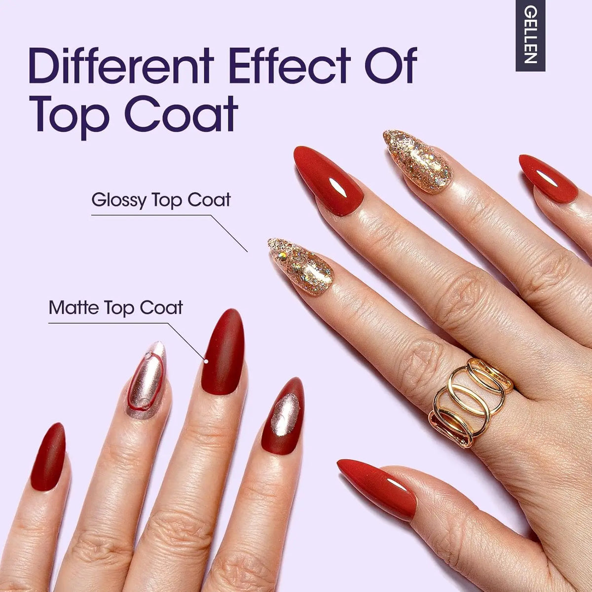 GELLEN 4-Piece Gel Manicure Set – Base, Top Coat & Strengthener Kit