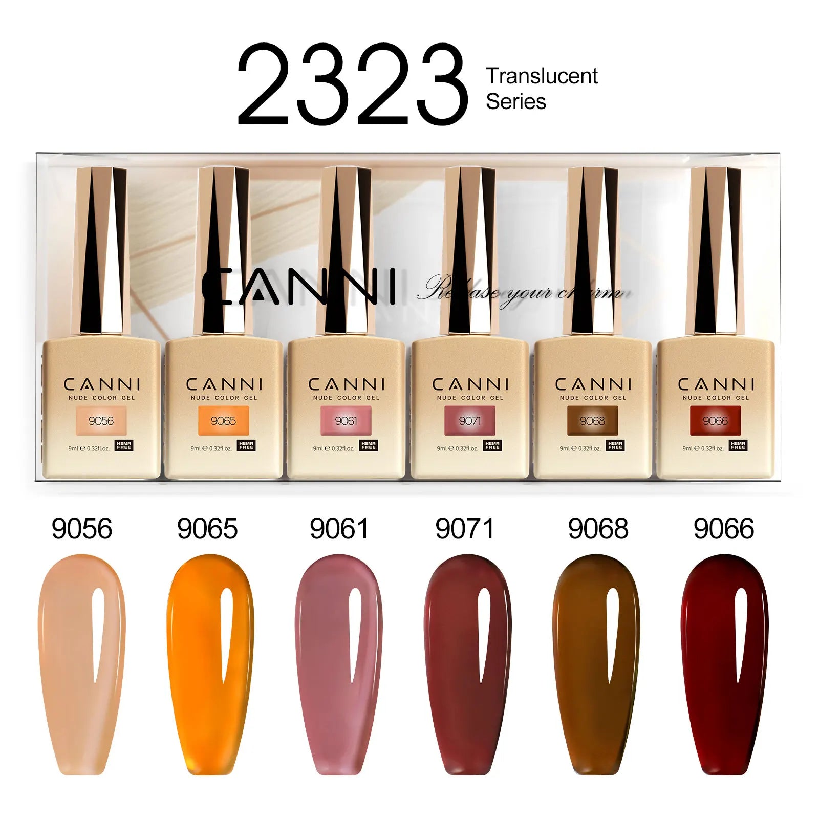CANNI NEW 6pcs/Lot HEMA TPO FREE Gel Polish Permanent Nail Varnish Set Long Lasting Manicure Base Top Coat Gel Pink Nude Color
