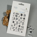 5D Glitter Silver Black Flower Nail Stickers – Embossed Floral Transfer Decals