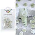 3D Rose Flower Nail Charms – Pink Pearl Beads, Valentine's Nail Art Decoration