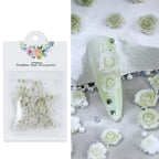 3D Rose Flower Nail Charms – Pink Pearl Beads, Valentine's Nail Art Decoration