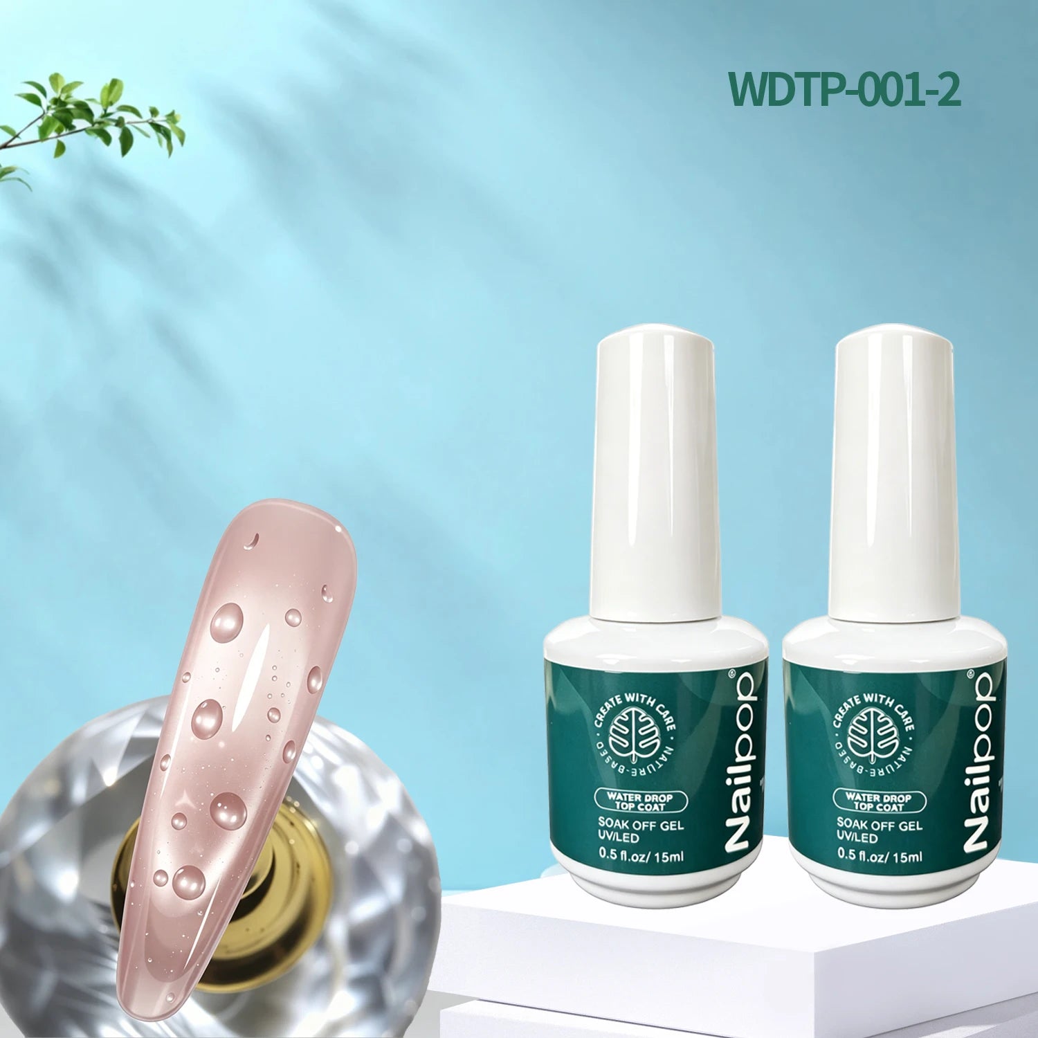 Nailpop Water Droplet Top Coat – HEMA/TPO-Free 3D No-Wipe Gel