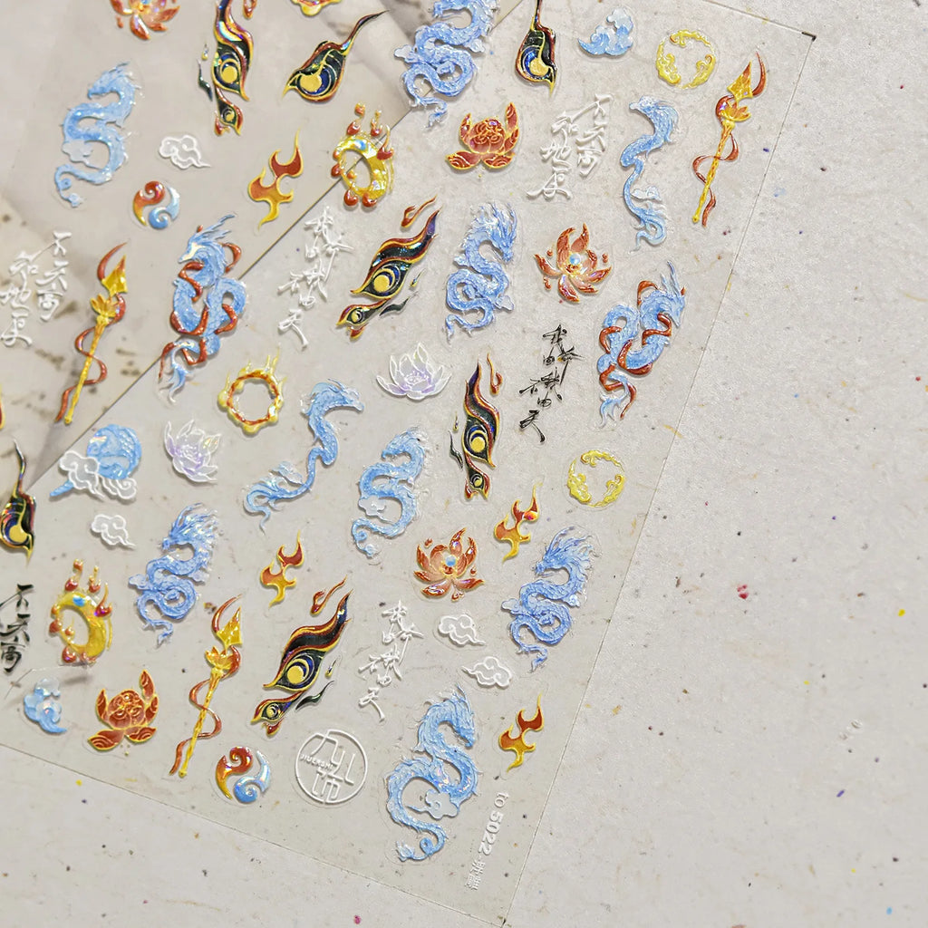 Rhstoe Hollow Love Heart Nail Stickers – Gold & Black Hot-Stamping Decals
