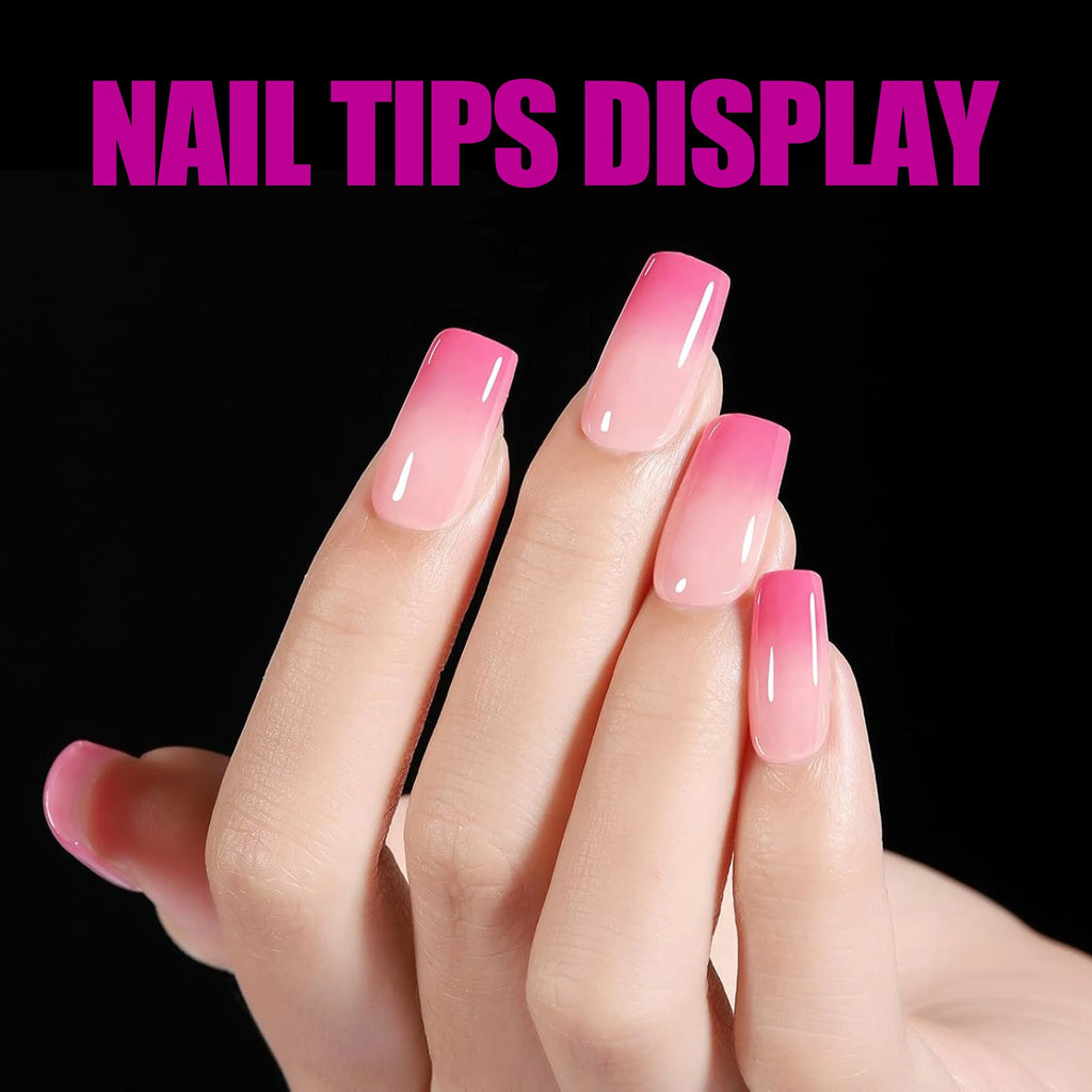Half-Matte Square Nail Tips – Clear Full Cover Acrylic, 15 Sizes, 240-330 Pieces