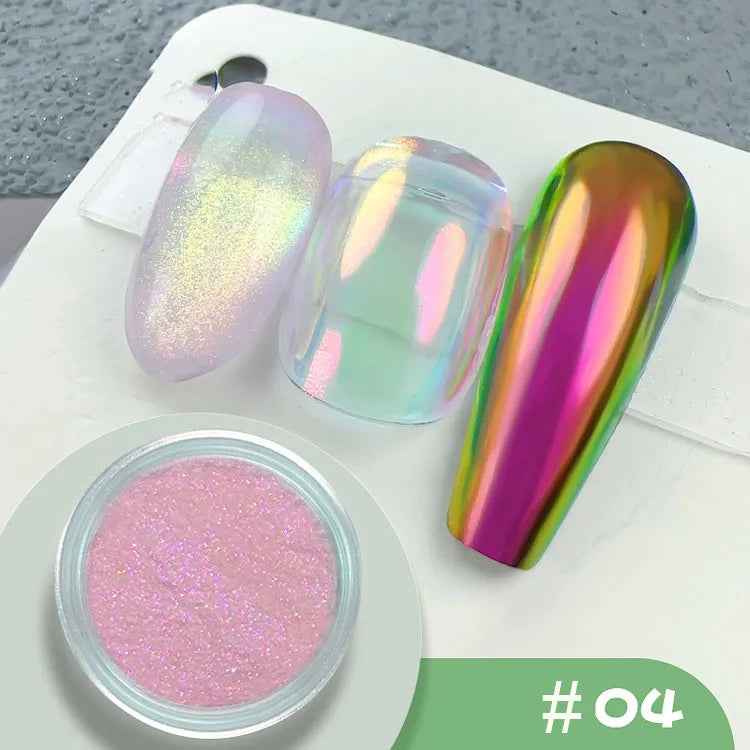 1Jar Magic Mirror Chameleon Nail Powder Glitter Aurora Pearlescent Powder Chrome Pigment Rubbing Dust Manicure Decoration