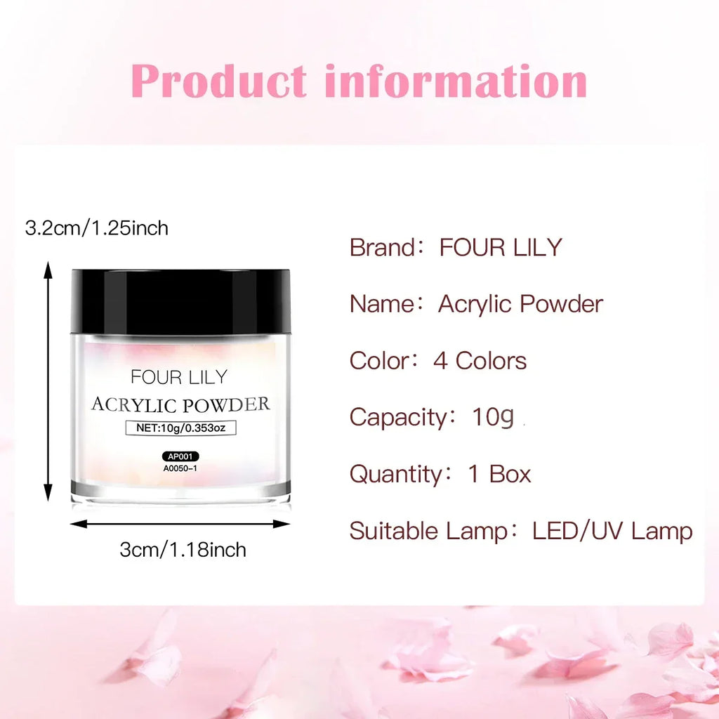 FOUR LILY Acrylic Nail Kit – Powder, Liquid & Brush Set for Nail Extension